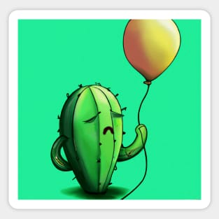 Sad cactus with a balloon Sticker